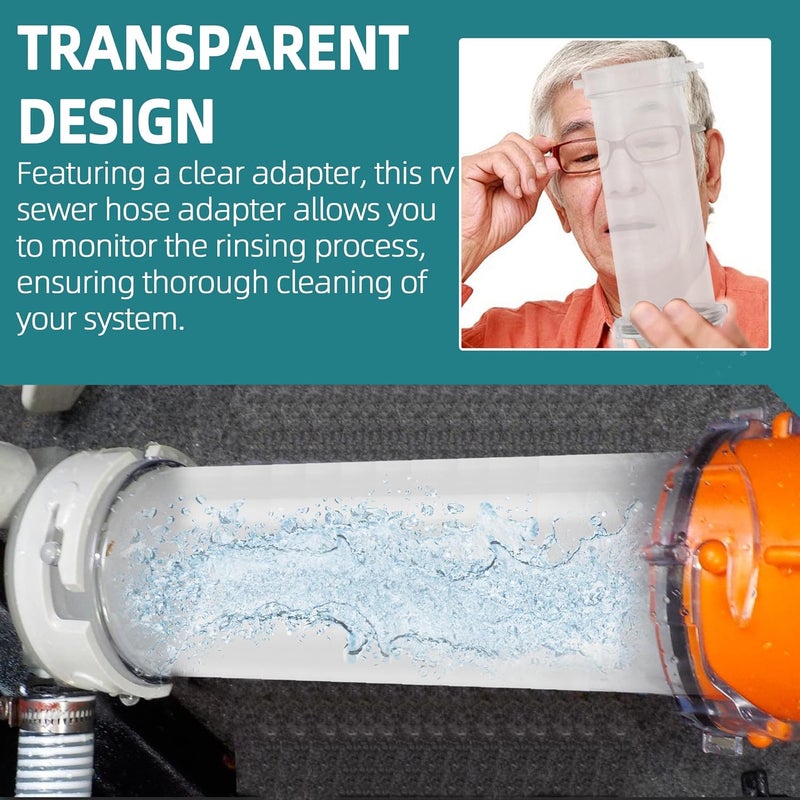 Aussio 10" Extension Clearview Sewer Hose Adapter T1021 RV Clear Sewer Hose Extender Fittings for Camper RV Trailer - Clear Design and Durable Resin Material - Image 3